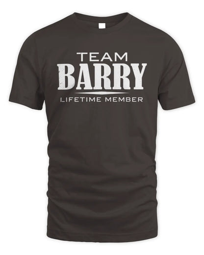 BARRY BL62-K4-128 - Personalized “Team NAME Lifetime Member” - Unisex Standard T-Shirt - Dark Chocolate