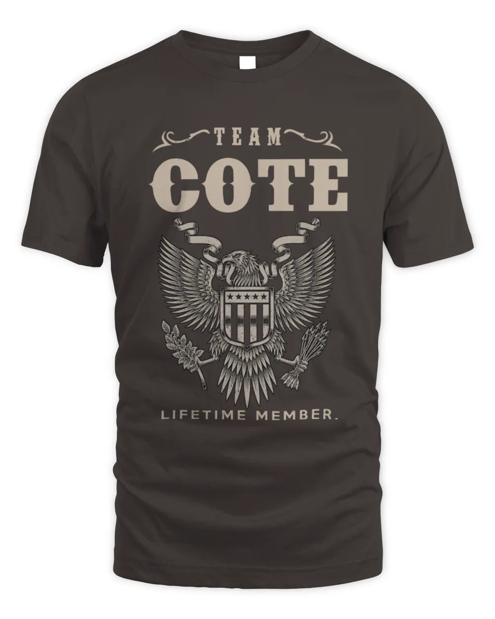 COTE TP06-K82 – Personalized Classic Style Apparel “Team NAME Lifetime Member” - Unisex Standard T-Shirt - Dark Chocolate