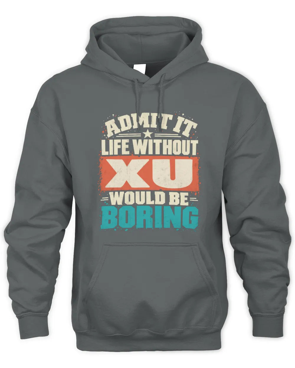 XU P02-TH11-226 Personalized Admit It Life Without [Name] Would Be Boring T-Shirt - Custom Name Funny Gift - Unisex Hoodie - Charcoal