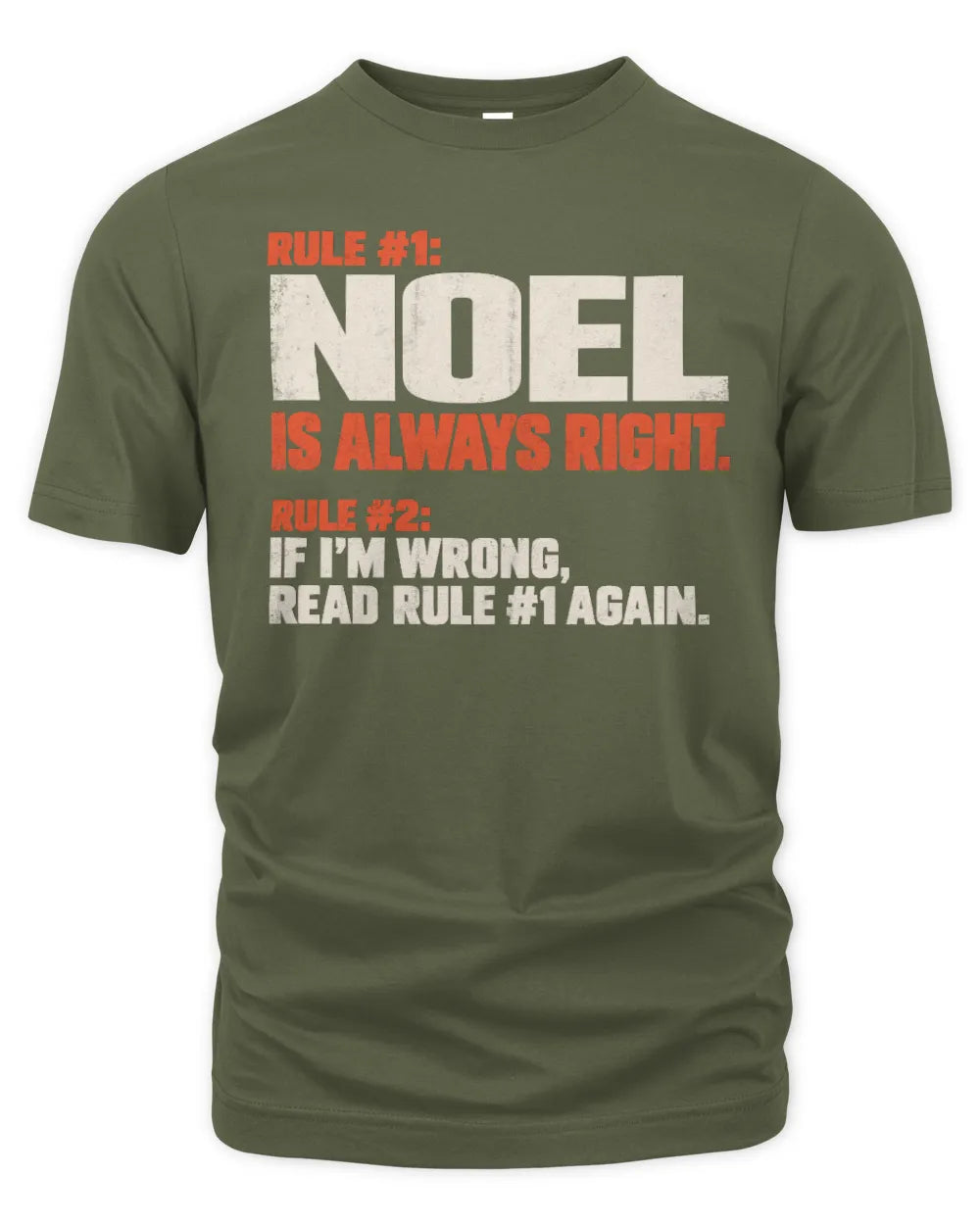 NOEL NP1-H006 - Always Right Personalized Name T-Shirt – Funny Custom Name Shirt - Unisex Standard T-Shirt - Military Green