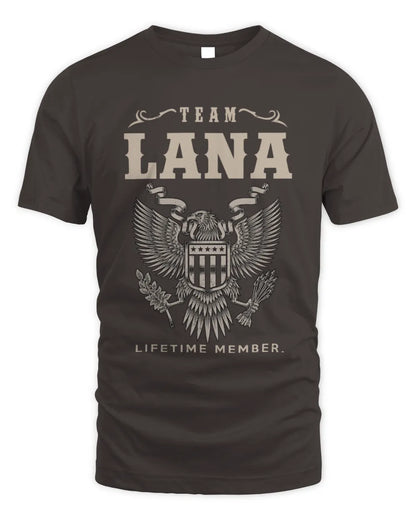 LANA TP06-K82 – Personalized Classic Style Apparel “Team NAME Lifetime Member” - Unisex Standard T-Shirt - Dark Chocolate