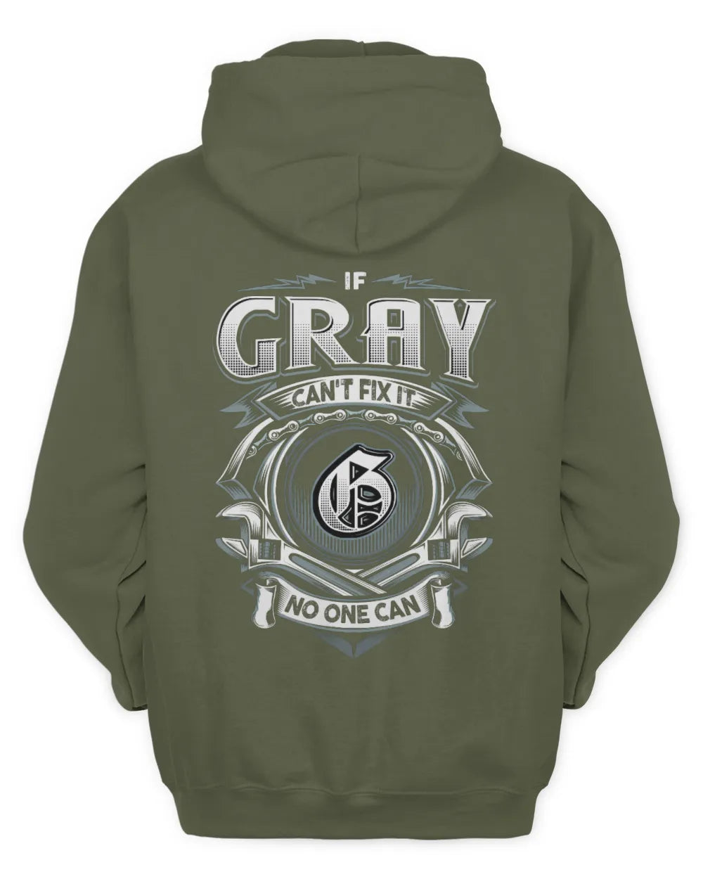 GRAY AP81-K4-626 - Personalized Ahmed Quote Apparel “If Ahmed Can't Fix It, No One Can” - Unisex Hoodie - Military Green