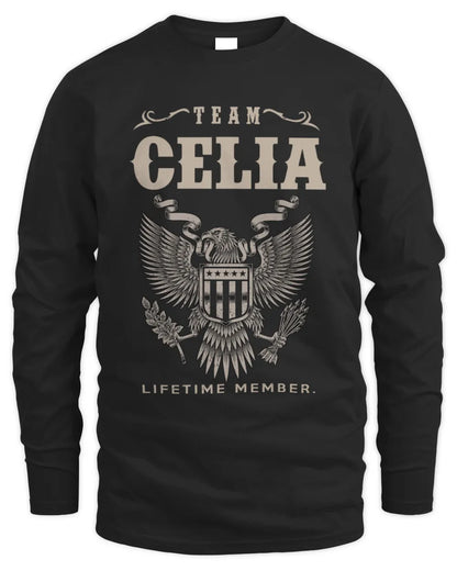 CELIA TP06-K82 – Personalized Classic Style Apparel “Team NAME Lifetime Member” - Men's Long Sleeved T-Shirt - Black