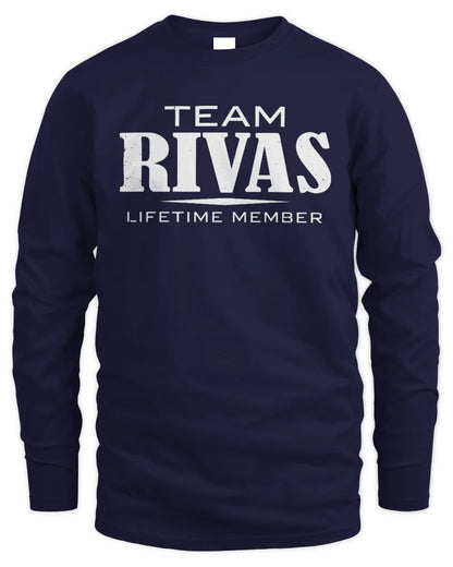 RIVAS BL62-K4-128 - Personalized “Team NAME Lifetime Member” - Men's Long Sleeved T-Shirt - Navy