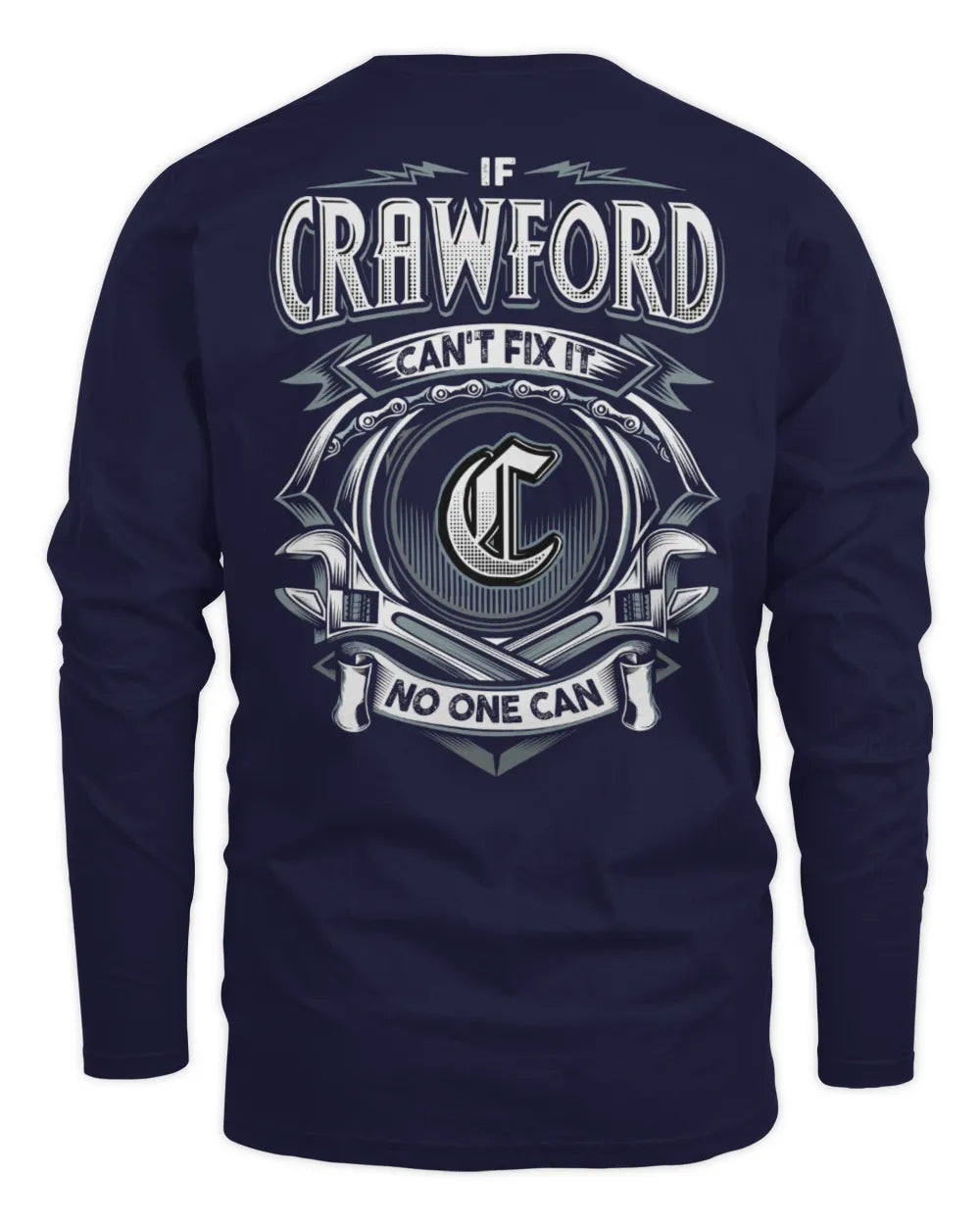 CRAWFORD AP81-K4-626 - Personalized Ahmed Quote Apparel “If Ahmed Can't Fix It, No One Can” - Men's Long Sleeved T-Shirt - Navy