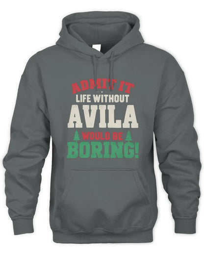 AVILA P5 TH08 Christmas T-Shirt – “Life Without NAME Would Be Boring” - Unisex Hoodie - Charcoal