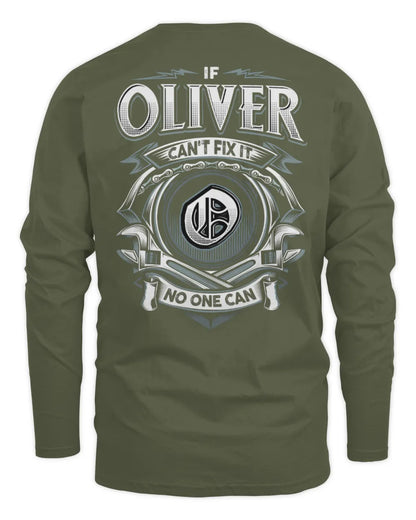 OLIVER AP81-K4-626 - Personalized Ahmed Quote Apparel “If Ahmed Can't Fix It, No One Can” - Men's Long Sleeved T-Shirt - Military Green