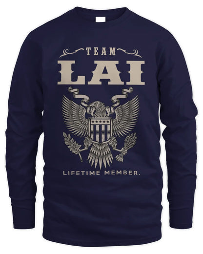 LAI TP06-K82 – Personalized Classic Style Apparel “Team NAME Lifetime Member” - Men's Long Sleeved T-Shirt - Navy
