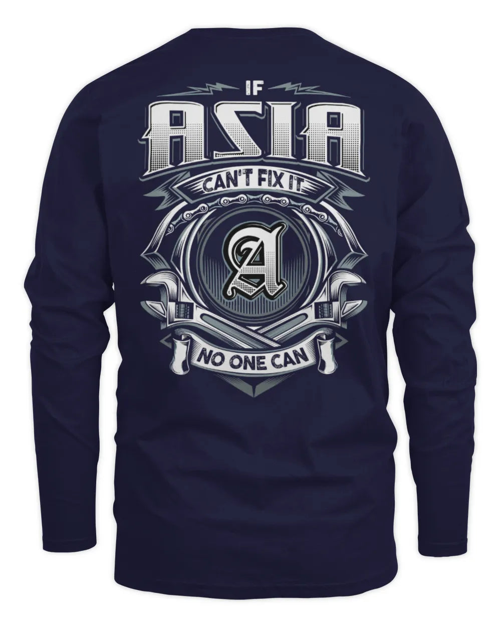 ASIA AP81-K4-626 - Personalized Ahmed Quote Apparel “If Ahmed Can't Fix It, No One Can” - Men's Long Sleeved T-Shirt - Navy