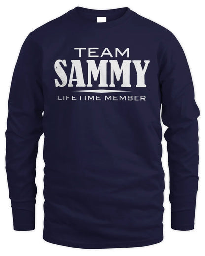 SAMMY BL62-K4-128 - Personalized “Team NAME Lifetime Member” - Men's Long Sleeved T-Shirt - Navy