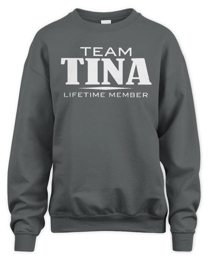 TINA BL62-K4-128 - Personalized “Team NAME Lifetime Member” - Unisex Sweatshirt - Charcoal