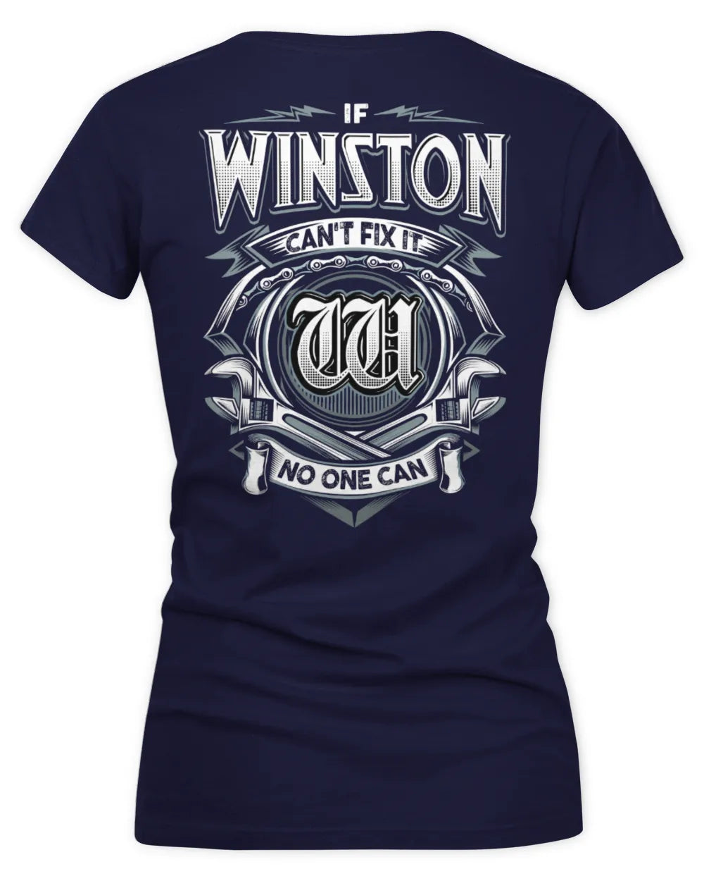 WINSTON AP81-K4-626 - Personalized Ahmed Quote Apparel “If Ahmed Can't Fix It, No One Can” - Women's V-Neck T-Shirt - Navy