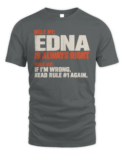 EDNA NP1-H006 
Always Right Personalized Name T-Shirt – Funny Custom Name Shirt - Unisex Standard T-Shirt - Charcoal