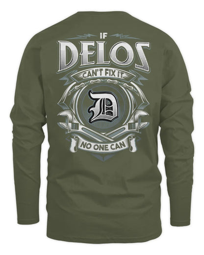 DELOS AP81-K4-626 - Personalized Ahmed Quote Apparel “If Ahmed Can't Fix It, No One Can” - Men's Long Sleeved T-Shirt - Military Green