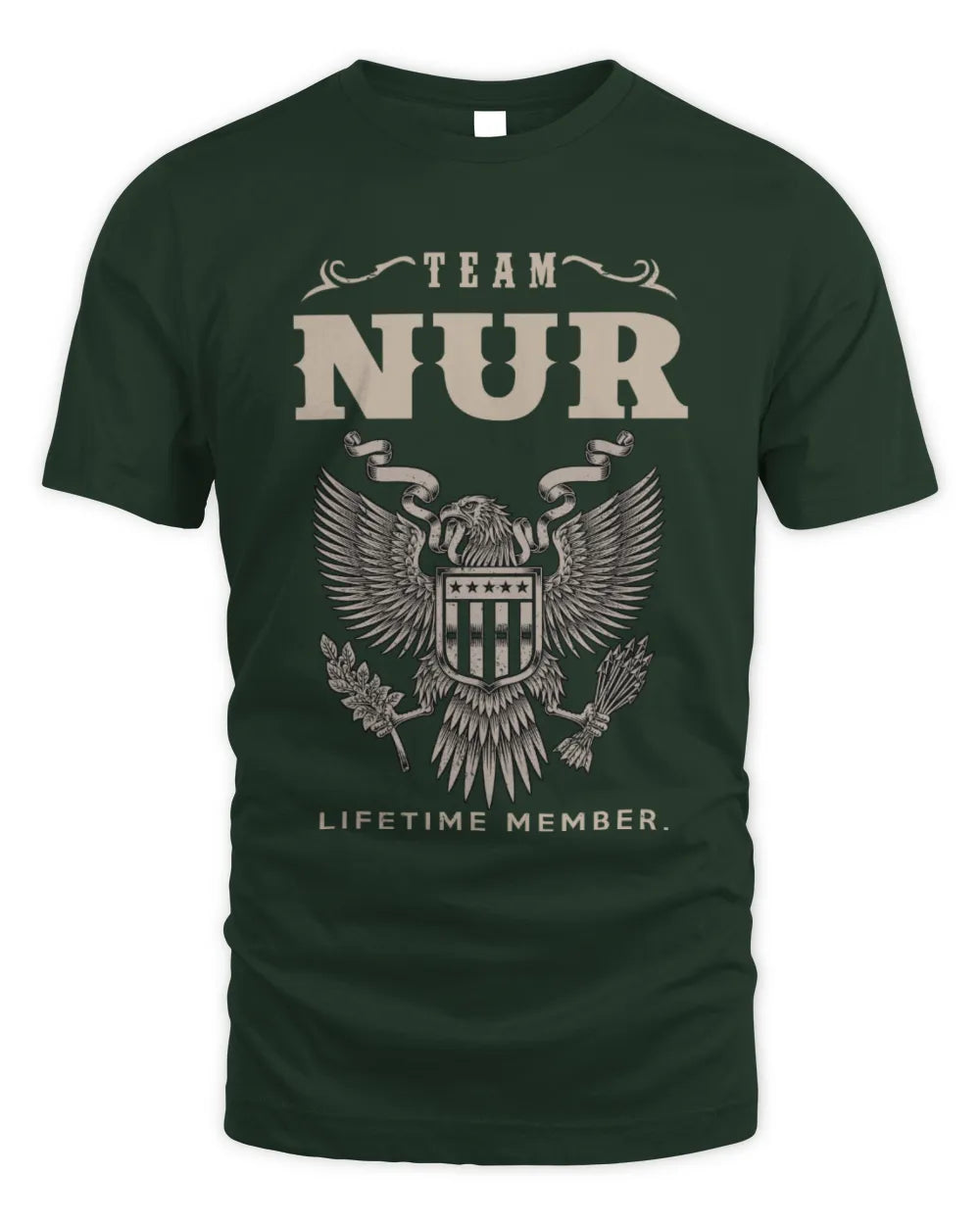 NUR TP06-K82 – Personalized Classic Style Apparel “Team NAME Lifetime Member” - Unisex Standard T-Shirt - Forest Green