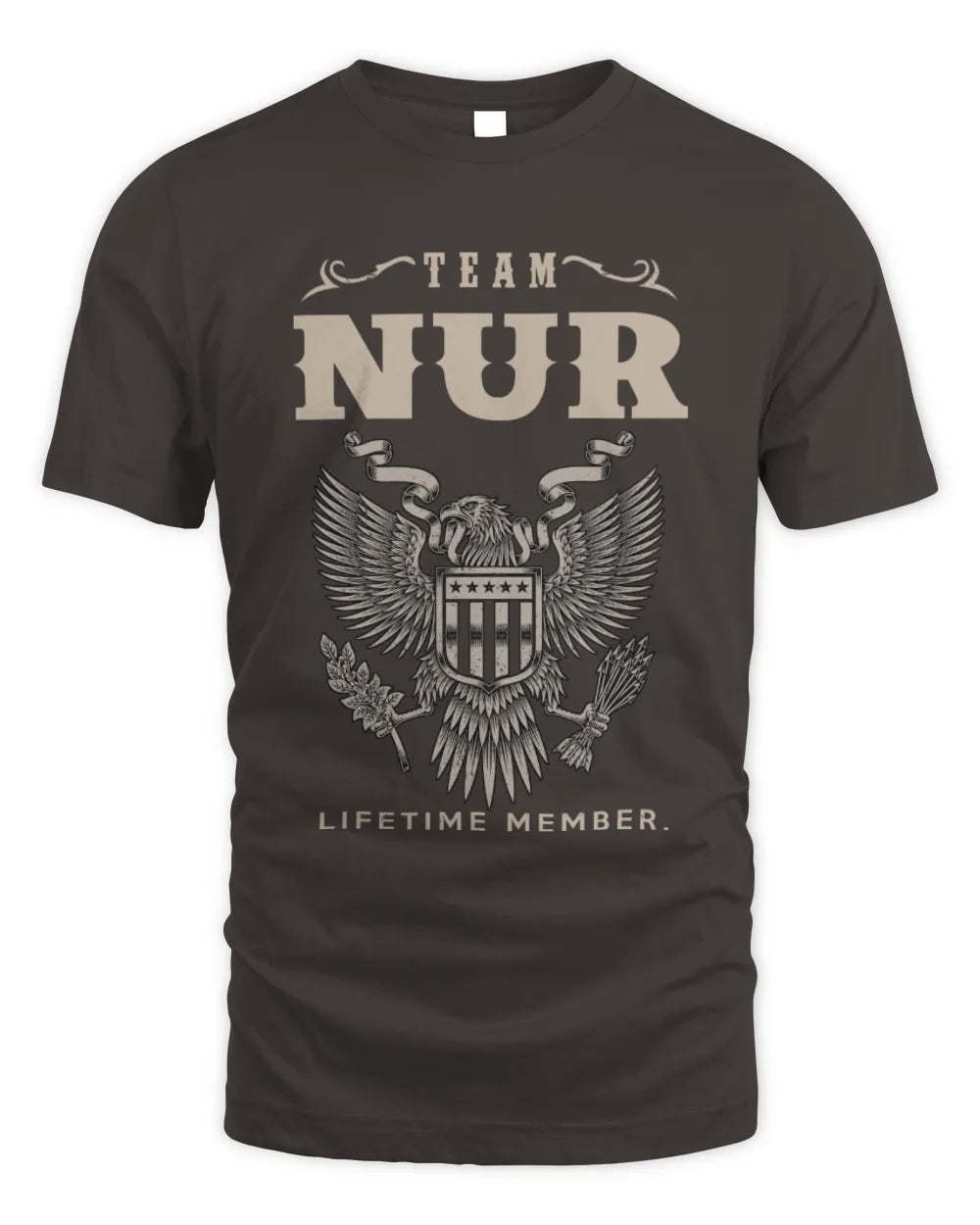 NUR TP06-K82 – Personalized Classic Style Apparel “Team NAME Lifetime Member” - Unisex Standard T-Shirt - Dark Chocolate