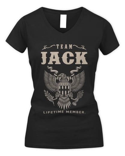 JACK TP06-K82 – Personalized Classic Style Apparel “Team NAME Lifetime Member” - Women's V-Neck T-Shirt - Black