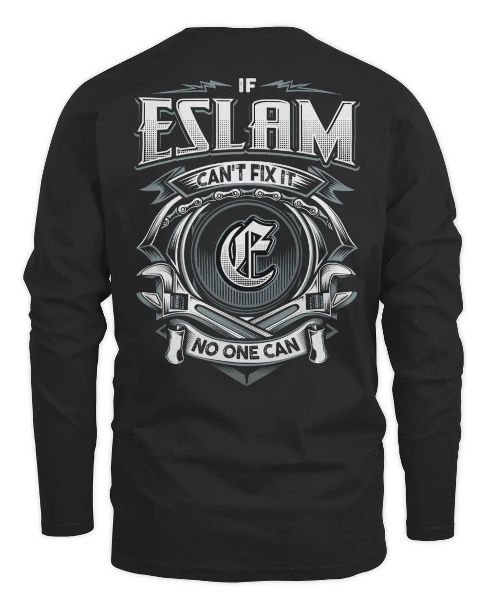 ESLAM AP81-K4-626 - Personalized Ahmed Quote Apparel “If Ahmed Can't Fix It, No One Can” - Men's Long Sleeved T-Shirt - Black