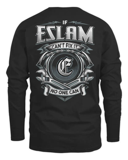 ESLAM AP81-K4-626 - Personalized Ahmed Quote Apparel “If Ahmed Can't Fix It, No One Can” - Men's Long Sleeved T-Shirt - Black