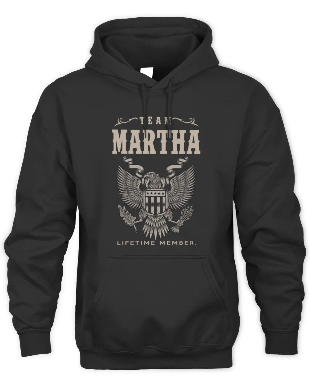 MARTHA TP06-K82 – Personalized Classic Style Apparel “Team NAME Lifetime Member” - Unisex Hoodie - Black