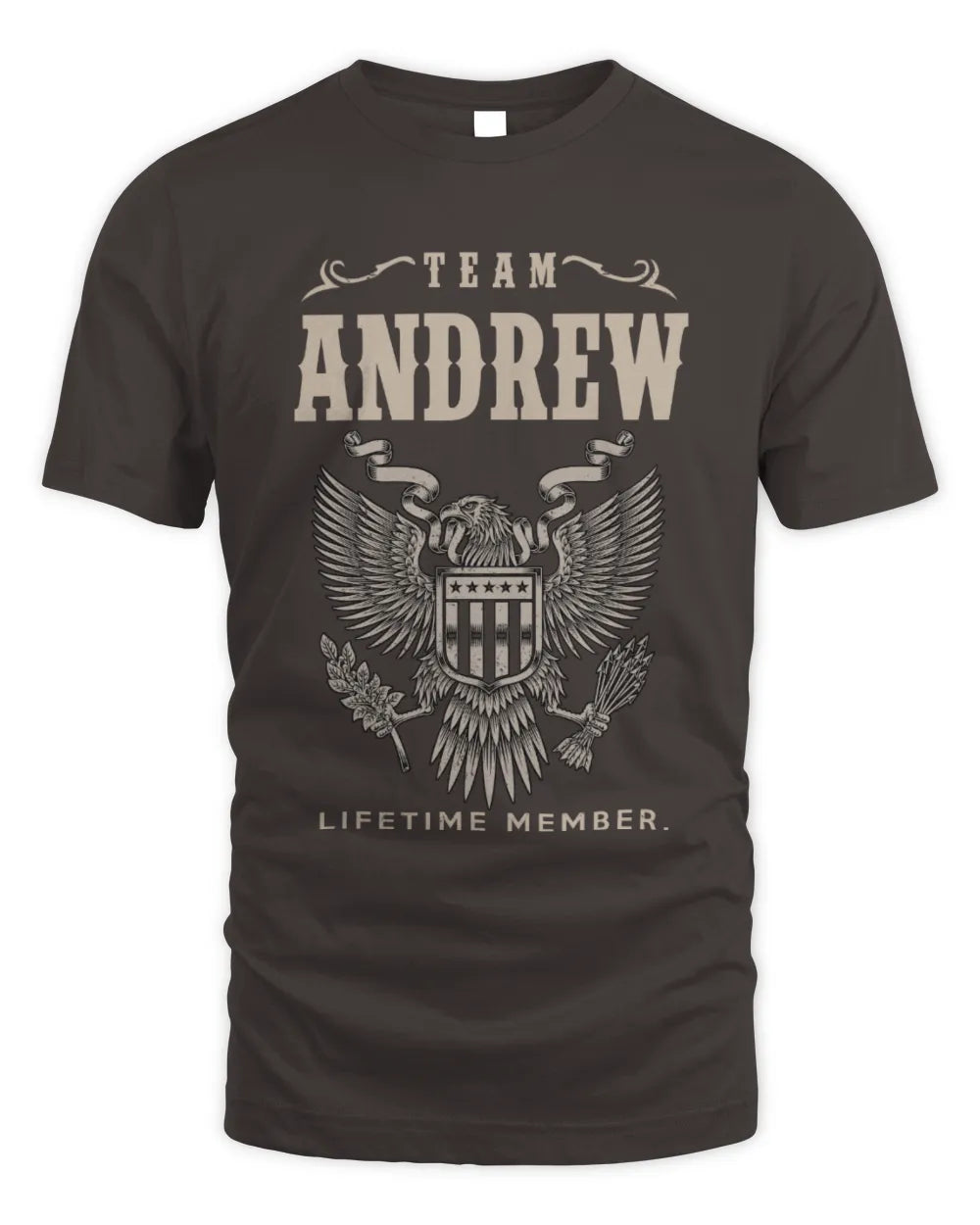 ANDREW TP06-K82 – Personalized Classic Style Apparel “Team NAME Lifetime Member” - Unisex Standard T-Shirt - Dark Chocolate