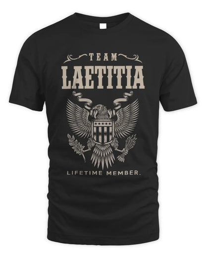 LAETITIA TP06-K82 – Personalized Classic Style Apparel “Team NAME Lifetime Member” - Unisex Standard T-Shirt - Black
