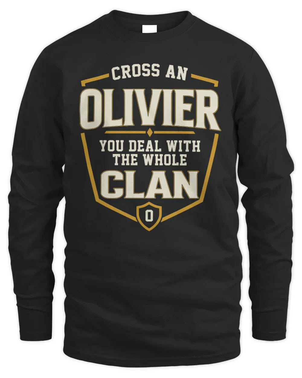 OLIVIER NT1-K008 Cross A/An NAME, You Deal With the Whole Clan | Personalized Vintage T-Shirt - Men's Long Sleeved T-Shirt - Black