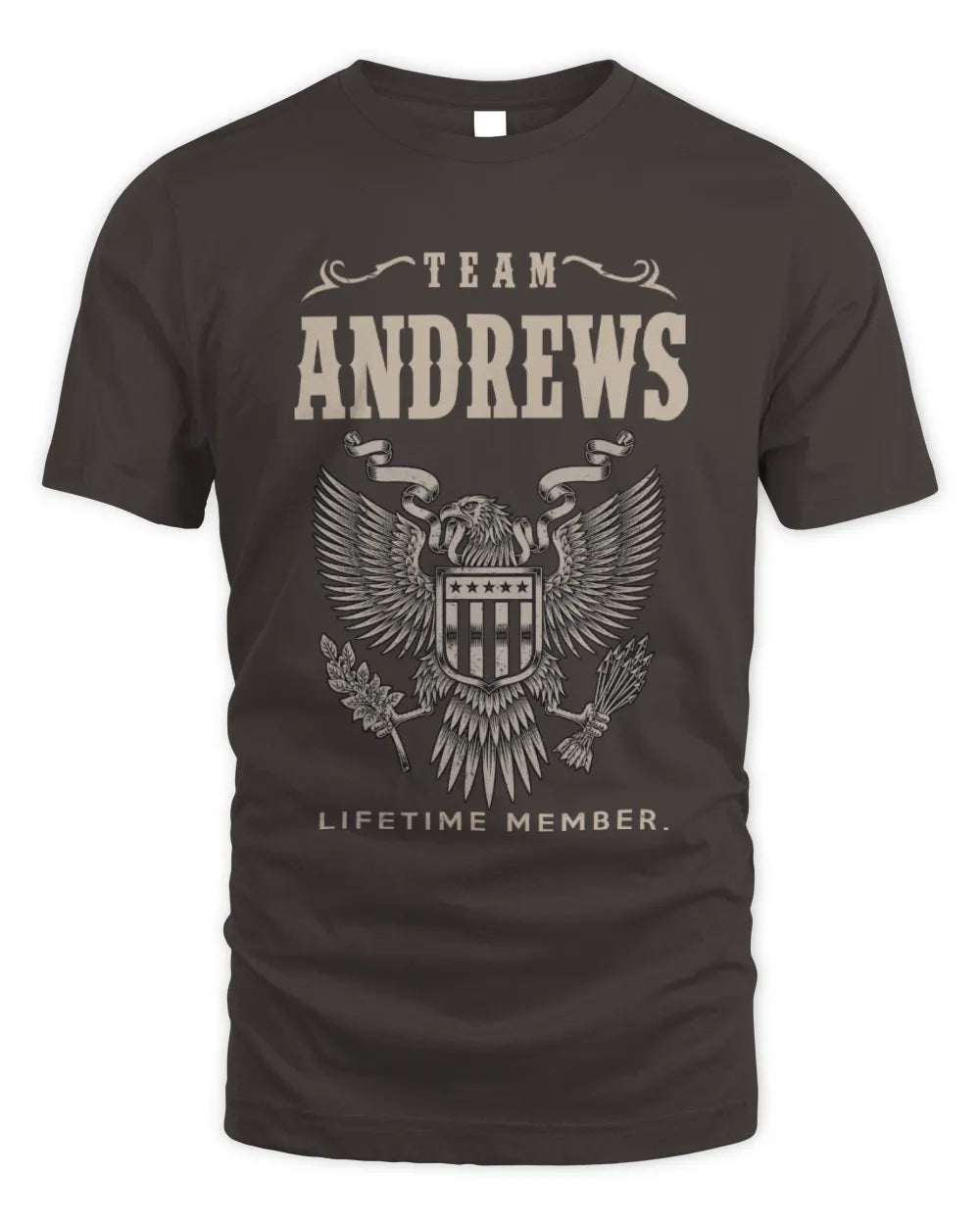 ANDREWS TP06-K82 – Personalized Classic Style Apparel “Team NAME Lifetime Member” - Unisex Standard T-Shirt - Dark Chocolate