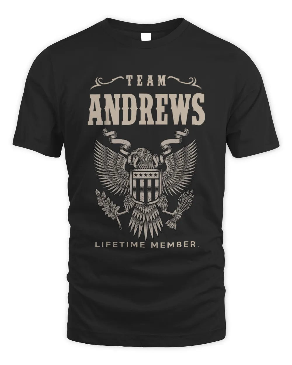 ANDREWS TP06-K82 – Personalized Classic Style Apparel “Team NAME Lifetime Member” - Unisex Standard T-Shirt - Black
