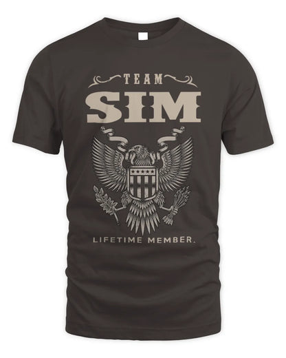 SIM TP06-K82 – Personalized Classic Style Apparel “Team NAME Lifetime Member” - Unisex Standard T-Shirt - Dark Chocolate
