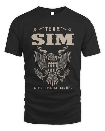 SIM TP06-K82 – Personalized Classic Style Apparel “Team NAME Lifetime Member” - Unisex Standard T-Shirt - Black