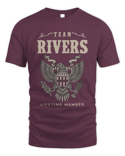 RIVERS TP06-K82 – Personalized Classic Style Apparel “Team NAME Lifetime Member” - Unisex Standard T-Shirt - Maroon