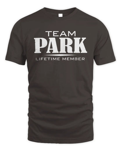 PARK BL62-K4-128 - Personalized “Team NAME Lifetime Member” - Unisex Standard T-Shirt - Dark Chocolate
