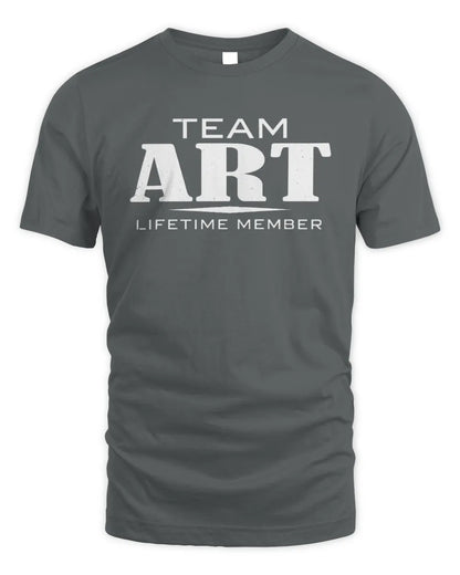 ART BL62-K4-128 - Personalized “Team NAME Lifetime Member” - Unisex Standard T-Shirt - Charcoal