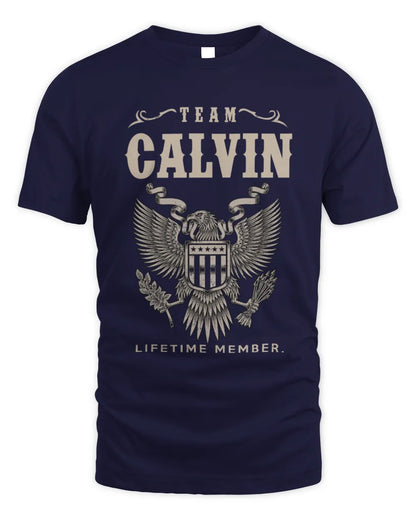 CALVIN TP06-K82 – Personalized Classic Style Apparel “Team NAME Lifetime Member” - Unisex Standard T-Shirt - Navy