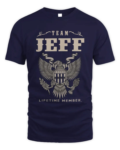 JEFF TP06-K82 – Personalized Classic Style Apparel “Team NAME Lifetime Member” - Unisex Standard T-Shirt - Navy