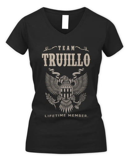 TRUJILLO TP06-K82 – Personalized Classic Style Apparel “Team NAME Lifetime Member” - Women's V-Neck T-Shirt - Black