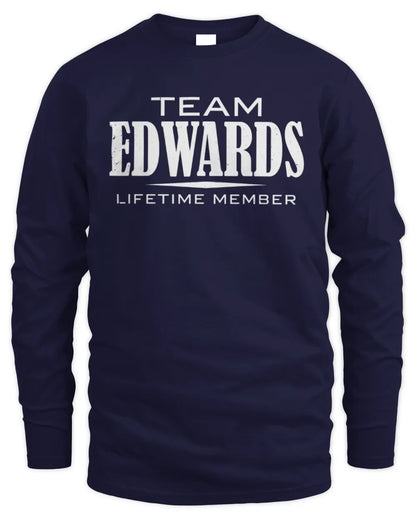 EDWARDS BL62-K4-128 - Personalized “Team NAME Lifetime Member” - Men's Long Sleeved T-Shirt - Navy