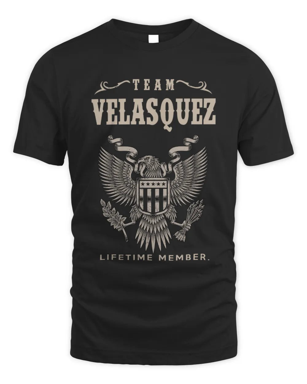 VELASQUEZ TP06-K82 – Personalized Classic Style Apparel “Team NAME Lifetime Member” - Unisex Standard T-Shirt - Black