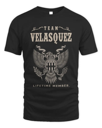 VELASQUEZ TP06-K82 – Personalized Classic Style Apparel “Team NAME Lifetime Member” - Unisex Standard T-Shirt - Black