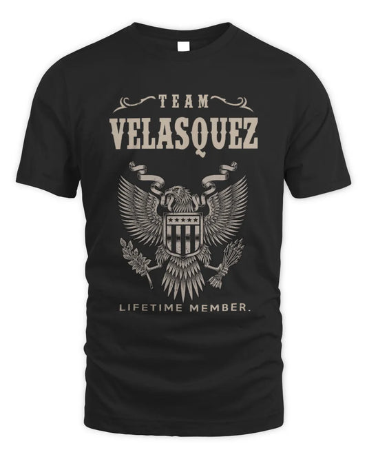 VELASQUEZ TP06-K82 – Personalized Classic Style Apparel “Team NAME Lifetime Member” - Unisex Standard T-Shirt - Black