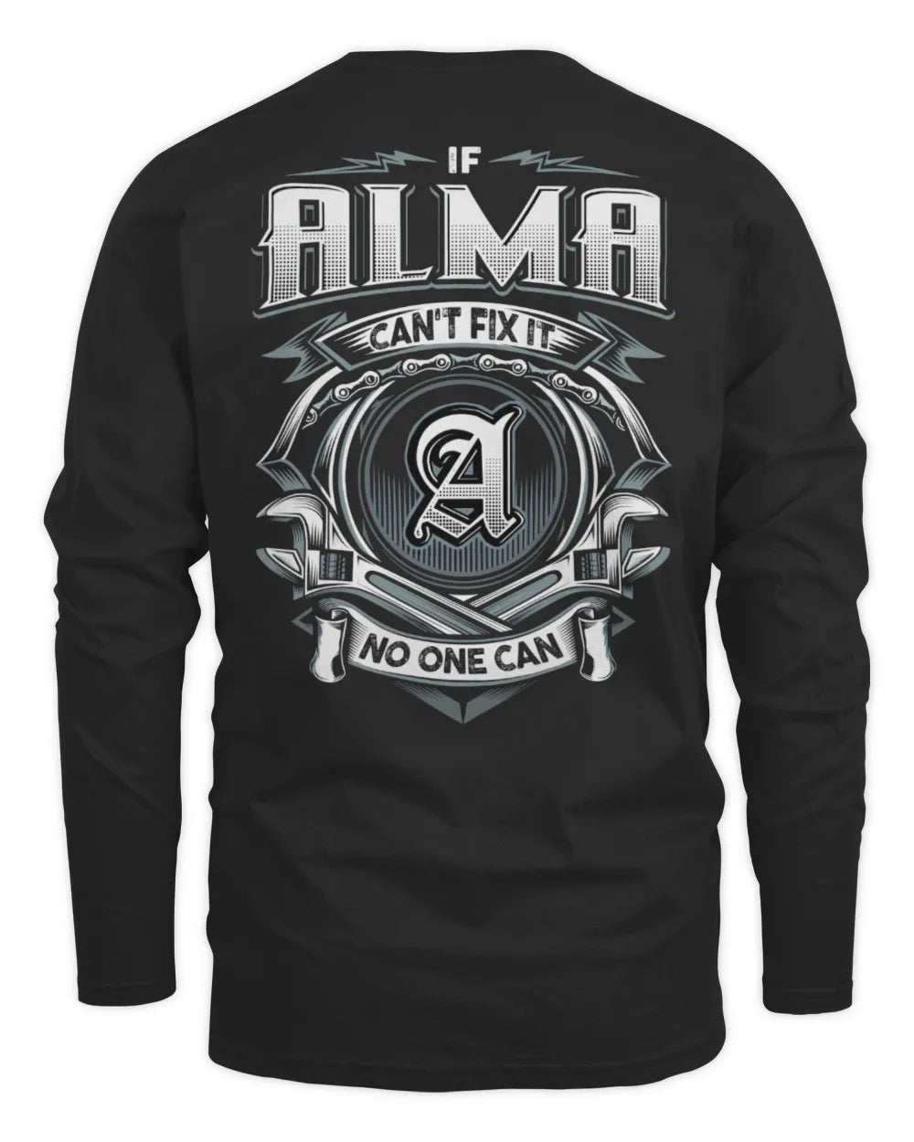 ALMA AP81-K4-626 - Personalized Ahmed Quote Apparel “If Ahmed Can't Fix It, No One Can” - Men's Long Sleeved T-Shirt - Black