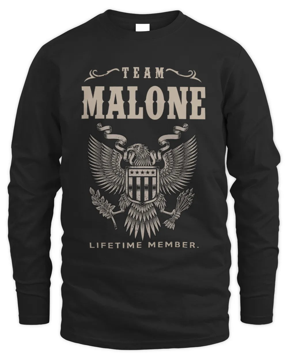 MALONE TP06-K82 – Personalized Classic Style Apparel “Team NAME Lifetime Member” - Men's Long Sleeved T-Shirt - Black