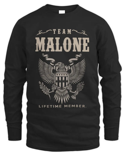 MALONE TP06-K82 – Personalized Classic Style Apparel “Team NAME Lifetime Member” - Men's Long Sleeved T-Shirt - Black