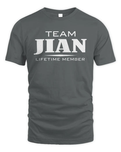 JIAN BL62-K4-128 - Personalized “Team NAME Lifetime Member” - Unisex Standard T-Shirt - Charcoal