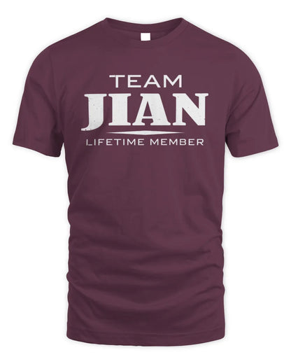 JIAN BL62-K4-128 - Personalized “Team NAME Lifetime Member” - Unisex Standard T-Shirt - Maroon