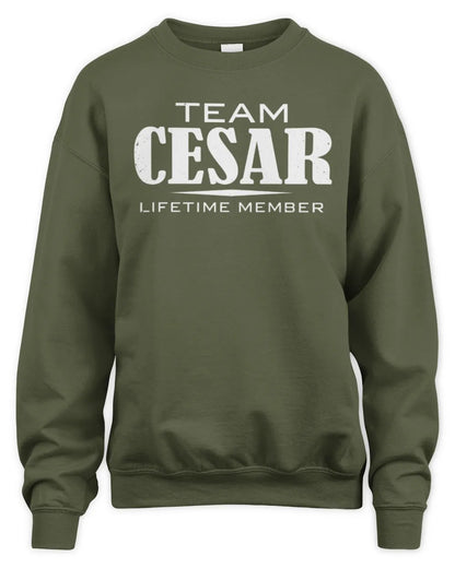 CESAR BL62-K4-128 - Personalized “Team NAME Lifetime Member” - Unisex Sweatshirt - Military Green