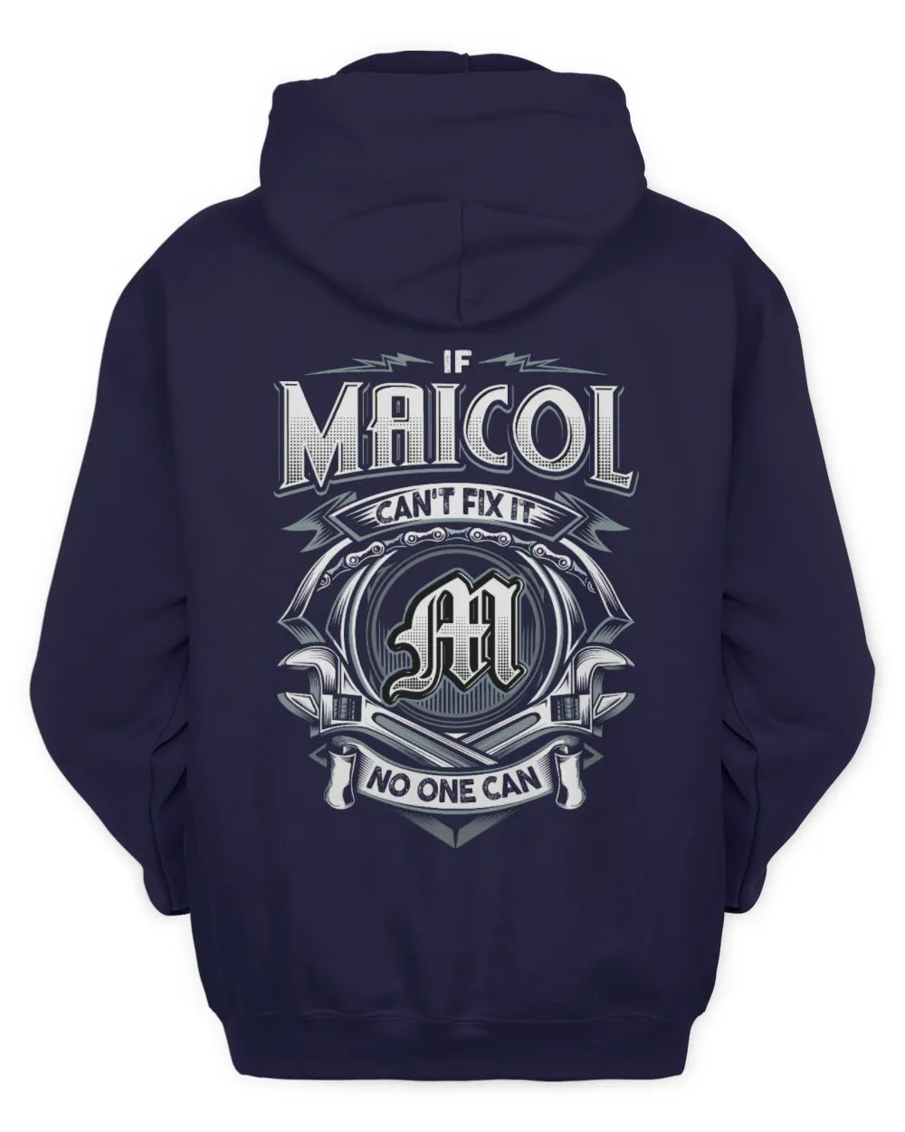 MAICOL AP81-K4-626 - Personalized Ahmed Quote Apparel “If Ahmed Can't Fix It, No One Can” - Unisex Hoodie - Navy