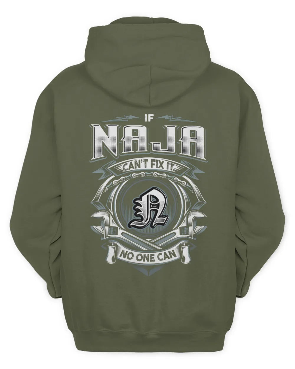 NAJA AP81-K4-626 - Personalized Ahmed Quote Apparel “If Ahmed Can't Fix It, No One Can” - Unisex Hoodie - Military Green