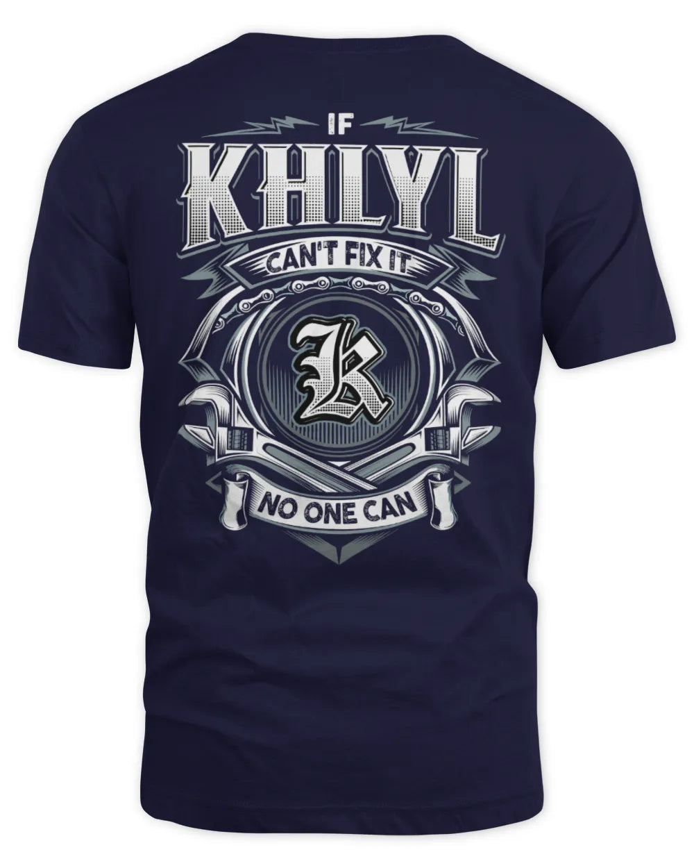 KHLYL AP81-K4-626 - Personalized Ahmed Quote Apparel “If Ahmed Can't Fix It, No One Can” - Unisex Standard T-Shirt - Navy